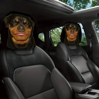 Two Dog-Patterned Car Headrest Covers, Elastic Fit, Lightweight And WashableDecoration, Car Seat Headrest Covers