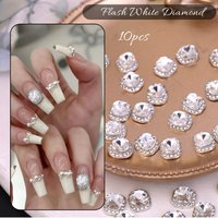 Diamond Jewelry Gem 10pcs Silver Heart Rhinestones Nail Art Decorations Crystal Charms Nail Parts Accessories Stones Manicure