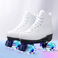 Roller Skate Shoes Size 34-45 4 Wheels Quad Sneakers Skating Pu Leather Sport Beginner Men And Women Roller Skating Shoes Gift