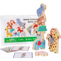 Wooden Forest Animal Stacking Block Game Shape Matching Puzzle Balance Toy Fine Motor Training Educational Toys For Children