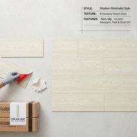 Peel & Stick Wood Grain PVC Floor Stickers 36 Pieces 91.4×15.2cm 0.1mm Thickness Wear-resistant Floor Planks Dual Use For Flooring And Skirting Line Indoor Home Decals