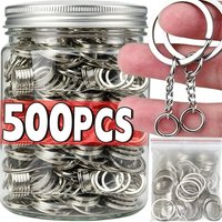 50/500pcs Metal Blank Keyring Keychain Split Key Rings with Chain Climbing Buckles Carabiner Keychain Accessories