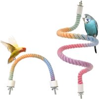 Thick Screw Head Colored Cotton Parrot Pole Flexible Hanging Clip Parrot Standing Woven Rope Sturdy Rotating Bird Bite Toy Cage