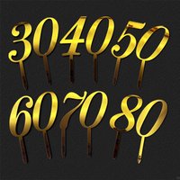 1set Gold Numbers 30 40 50 60 70 80 Cake Topper for Birthday Wedding Anniversary PartyCake Decoration