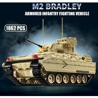 1862Pcs WW2 Military US Army M2 Bradley Fighting Vehicle Building Blocks Heavy Tracked Armored Cars Bricks Toys Children Gifts