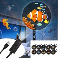 360-Degree Rotating LED Projection Light USB LED Projector LED USB Ocean Life LED Projection Lamp LED Projector With 10 Patterns