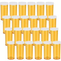 24 Pack 8 Dram/13 Dram Empty Plastic Pill Bottles with Easy Open Snap Caps (Not Child Resistant), Prescription Medication Vials