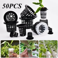 50Pcs Black White Soilless Mesh Plant Grow Pot, Net Basket Holder Vegetable Nursery Cup tray Sponge Hydroponic Colonization Pots