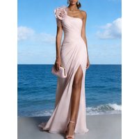 Customized Light Pink Evening Dresses for Women One-Shoulder Floor-length A-Line Party Prom Special Events Gala Gowns 2026