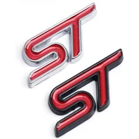 OTOKIT 1pcs Metal Styling Red Blue Black ST Chrome Car Emblem Badge Auto Decal 3D Sticker Emblem for Ford Focus ST Mondeo
