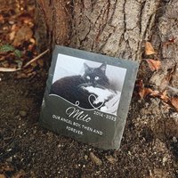 Personalized Pet Memorial Stone Slate Custom Photo Name Dog Cat Grave Marker Plaque Garden Tombstone Graveside Remembrance Gift