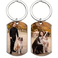 Custom Photo Dog Tag Keychain Personalized Picture Stainless Steel Keyring for Corporate Gift Bulk Order Drop Shipping Supported