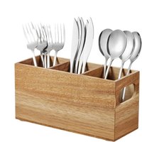 Wood Utensil Holder Extra Large 3 Compartments Kitchen Counter Organizer Oil Bottle Spoon Fork Ladle Stand Home Camping BBQ