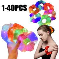 1-40PCS LED Luminous Scrunchies Hairband Ponytail Holder Headwear Elastic Satin Hair Bands Girl Hair Accessories for Party