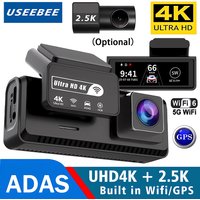 UHD 4K 2160P+2.5K ADAS Dash Cam Dual Lens ADAS WIFI GPS Mini Car DVR 2.5K Rear Camera Video Drive Recorder Dashcam Black Box