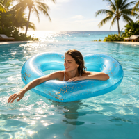 1PC Heart Shaped Inflatable Swim Ring, Float Water for Pool and Beach, Unique Summer Design Material Fun Outdoor