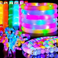 2/6/12 pcs LED Flash Pop Tubes Sensory Toy Adult Stress Relieve Toys Kid Autism Anti Stress Plastic Bellows Children Squeeze Toy image 4