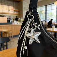 Leather Star Bag Charm, Y2K Aesthetic Keychain with Heart Carabiner, Fashion PU Star Pendant for Backpack