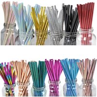 25-100pcs Biodegradable Colored Paper Straws Juice Drinking Straws Wedding Baby Shower Birthday Christmas Decor Party Supplies