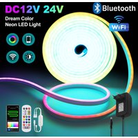 Tuya WiFi Smart WS2811 RGBIC LED Neon Light 12V 24V Waterproof Flexible LED Strip Light Bluetooth LED Tape Ribbon Bedroom Decor