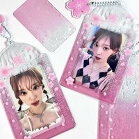 1pc Ins Style Pink Gradient Cherry Blossom 3 Inch Card Holder, Cute Photocard Protector for Student ID Card