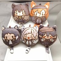 Cartoon Bungo Stray Dogs Soft Round Mochi Plush Keychain Chuuya Atsushi Akutagawa Rampo Cat Ear Doll Bag Pendant Anime Fans Gift