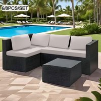 6/8pcs Solid color Outdoor Patio Sofa Cushion Cover, Removable Washable Patio Furniture Slipcover