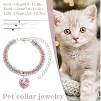 Luxury Rhinestone Dog Cat Collar Crystal Bling Pet Necklace Adjustable Heart Pendant Jewelry for Puppy Kitten Accessories