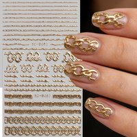 2pcs retro punk chain pattern hot stamping and embossed nail art stickers, 5D hot stamping technology, DIY, gift, Y2K