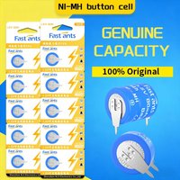 Rechargeable 1.2V 60mAh 60H Ni-MH Button Battery Long Lasting Coin Cell for Timer Clock Remote Control and Mini Electronics
