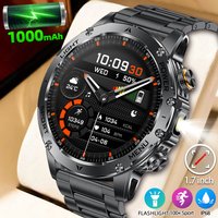 LIGE New GPS Outdoor Sports Smart Watch Men AMOLED Screen LED Flashlight Heart rate Waterproof Bluetooth Call 1000mAh Smartwatch