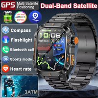 2026 NEW Military GPS Smartwatch Men BT Call LED Flashlight 3ATM Waterproof Wrist Watches Sports Smart Watch Man For IOS Android