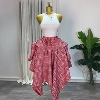 Summer Streetwear Plaid Print Long Skirt for Woman Clothing High Waist Harajuku Asymmetrical Club Party A-line Maxi Skirts Y2K