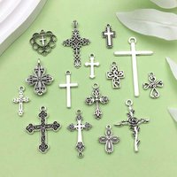 10/15pcs Alloy Antique Silver Crossess Charms Engraved Pendants for DIY Bracelet Necklace Jewelry Making Accessories