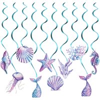 1set Mermaid Theme Garlands Pendant Seaweed Shell Jellyfish Conch Spiral Under The Sea Theme Girls 1st Birthday Party Decor