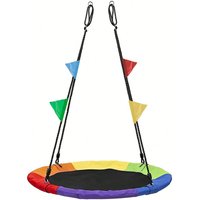 Runde Untertassen-Baumschaukel, 100cm/110cm Große Hängeschaukel mit Komplettem Montagesatz, Buntes Outdoor-Spielgerät für Kinder und Erwachsene, Gartenschaukel für Innen- und Außenbereich,