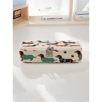 Cartoon dog pattern printing large capacity pencil case, durable multifunctional storage bag, portable zipper storage box