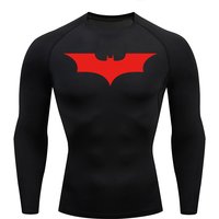 Bat Print Long Sleeve Compression Shirts for Men Gym Workout Running Tees Athletic Quick Dry Tshirts Tops Rash Guard Baselayers