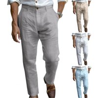 Suit Pants Men's Cotton Linen Pants Male Autumn New Breathable Solid Color Linen Trousers Streetwear