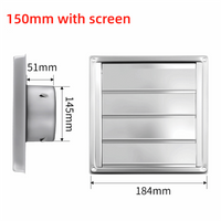 Vent Systems Stainless Steel Air Vent Duct Grill Square 100/125/150mm Ventilation Cover With Screen Air Outlet