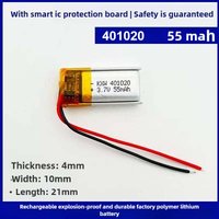 401020 3.7V Polymer Lithium Battery 55mAh Rechargeable for Watch Beauty Equipment,Bluetooth Earphones Selfie Stick Smart Watch
