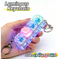 Multi-Style LED Light-Up Keycap Keychain Clicker Fidget Toy Stress Relief Portable Desk Accessory for Kids Adults