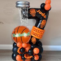 40pcs Black Orange Latex Balloon Set with Black Number Basketball Foil Ball for Birthday Balloon Party Decors Sports Theme