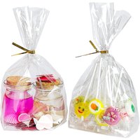 20/50/100pcs transparent concave bottom pockets and ties, candy and cookie bags for festival parties, gift wrapping