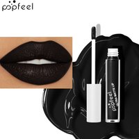POPFEEL Party Lip Glaze Personality Candy Color Lip Gloss, Black Lip Glaze, Non-stick Cup Long Lasting Lip Gloss