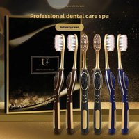 【 6-pack Gift Box 】 New Olive Adult Medium Haired Toothbrush Family Set Oral Tongue Coating Cleaning and Scratching Dual Use