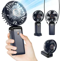 NEW Foldable Handheld Portable Fan Mini Foldable HandFan with USB Rechargeable Battery Desk Outdoor Neck Hanging 5 Speed Fan