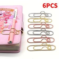 6PCS Stainless steel Multifunctional Metal Clip Diary and Notebook Accessories With Pencil Clip Bracket and Suspension Function