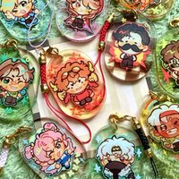Life Series Cute Chibi Acrylic Keychian&Phone Charms Double-sided Print Keychain Backpack Pendant