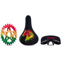 Funsea Limited Edition Bike Saddle Silicon Printing Rasta Horse 25T Alloy Sprocket Anodizing Bicycle Seat Wheelie Stunt